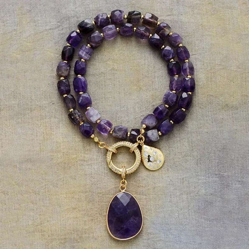 “Natural Amethyst Pendant Necklace | Healing Crystal Jewelry”