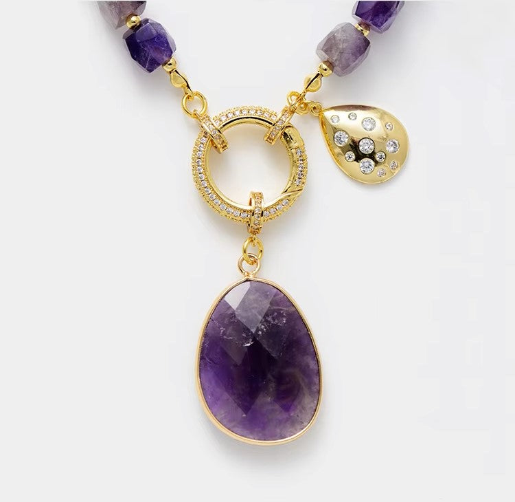“Natural Amethyst Pendant Necklace | Healing Crystal Jewelry”