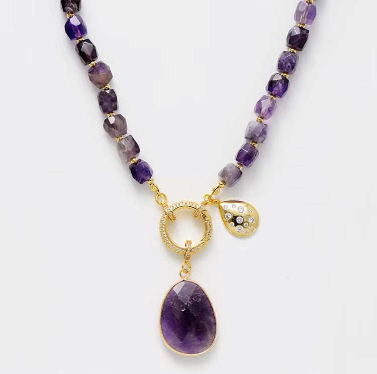 “Natural Amethyst Pendant Necklace | Healing Crystal Jewelry”