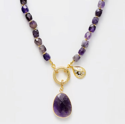 “Natural Amethyst Pendant Necklace | Healing Crystal Jewelry”