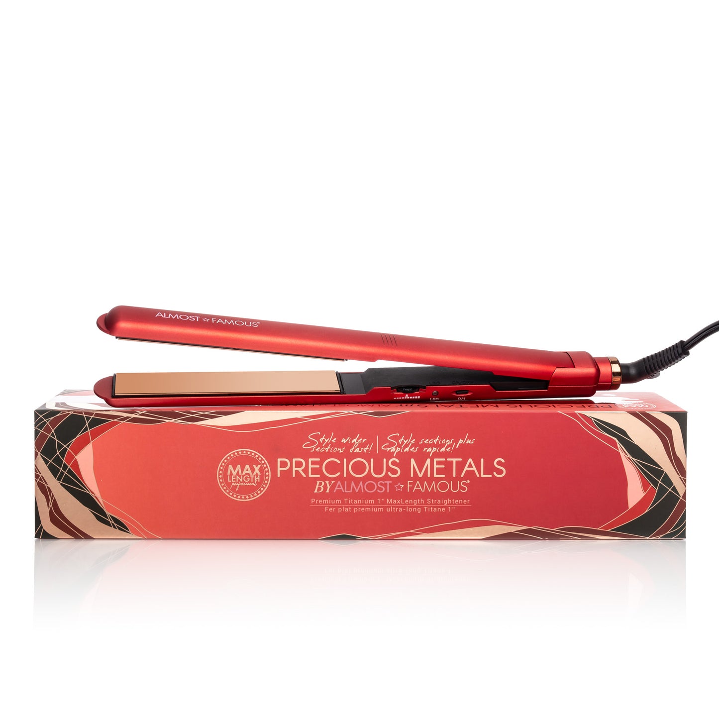 Rose Gold Titanium Flat Iron – 1” Professional Hair Straightener